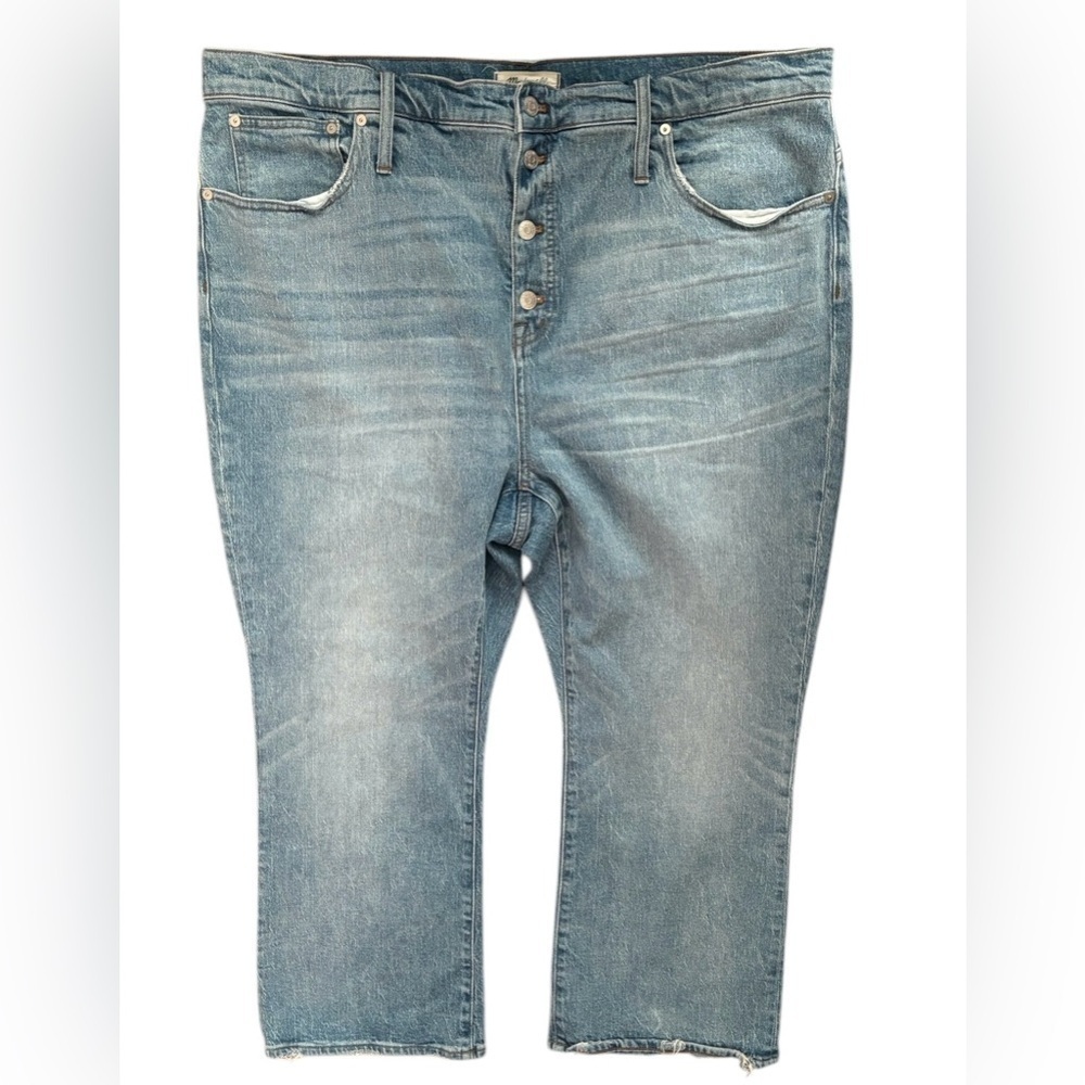 Madewell Cali~Demi Boot Cut Button Fly Crop Stretch Jean Sz 36X26” Med Wash